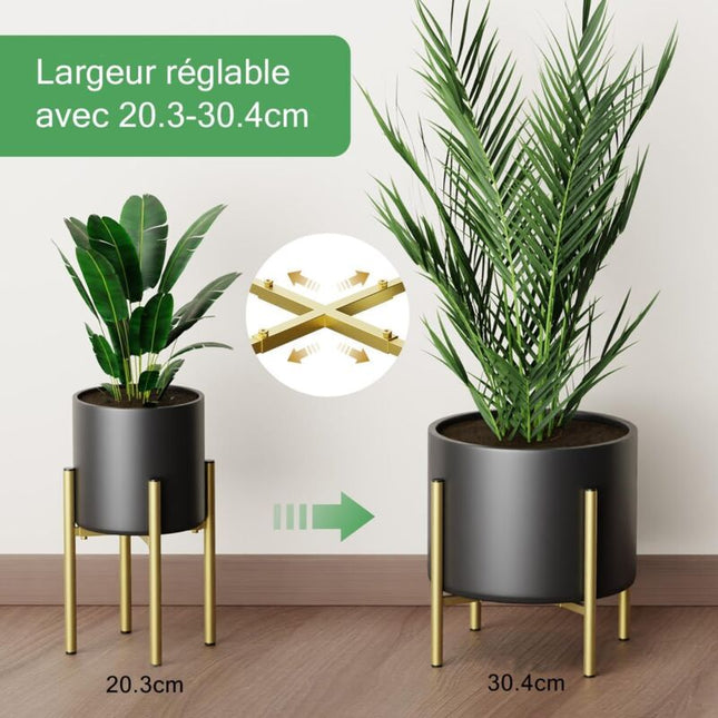 Plant Stand, Simple Style Metal Plant Shelf, Indoor And Outdoor Flower Pot Holder Adjustable Width For 20 30Cm Pots - Petal & Stem