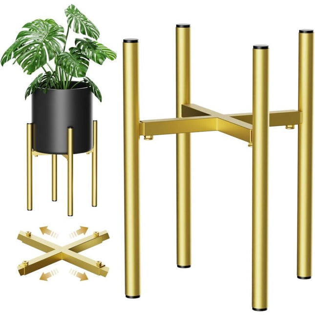 Plant Stand, Simple Style Metal Plant Shelf, Indoor And Outdoor Flower Pot Holder Adjustable Width For 20 30Cm Pots - Petal & Stem