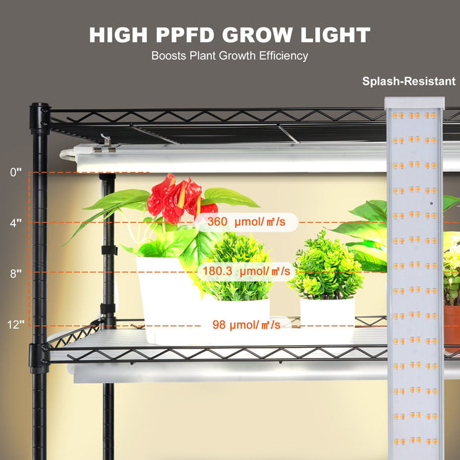 Plant Stand with Grow Light 6 Tiers 200W 59.1" Indoor Plant Grow Shelf - Petal & Stem