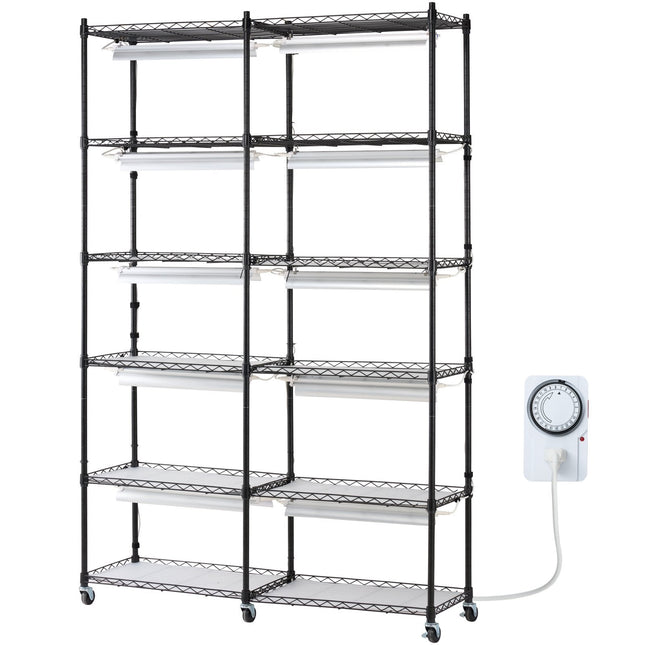 Plant Stand with Grow Light 6 Tiers 200W 59.1" Indoor Plant Grow Shelf - Petal & Stem
