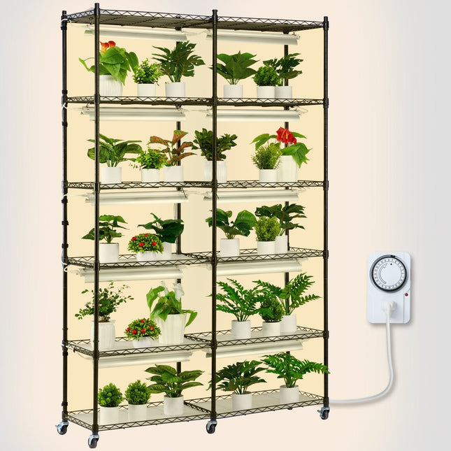 Plant Stand with Grow Light 6 Tiers 200W 59.1" Indoor Plant Grow Shelf - Petal & Stem