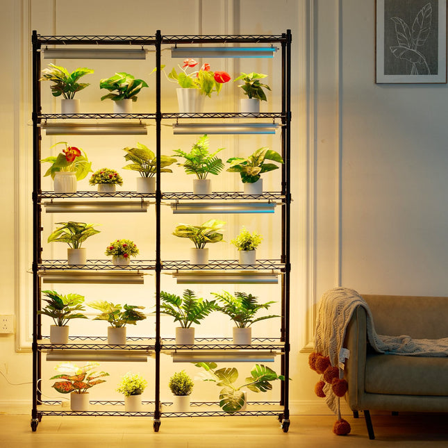 Plant Stand with Grow Light 6 Tiers 200W 59.1" Indoor Plant Grow Shelf - Petal & Stem