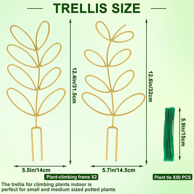 Plant Support Climbing Plants Leaf Shaped Plant Climbing Rack Decorative Plant Pole for Indoor Use Includes 20 Tie Straps Green - Petal & Stem