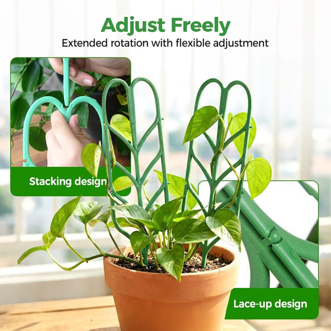 Plant Trellis for Climbing Plants, Indoor Outdoor Plastic Garden Trellis, Adjtable Potted Plant Support for Pothos, Ivy, Hoya, Monstera & Flower Vines (3PCS) - Petal & Stem