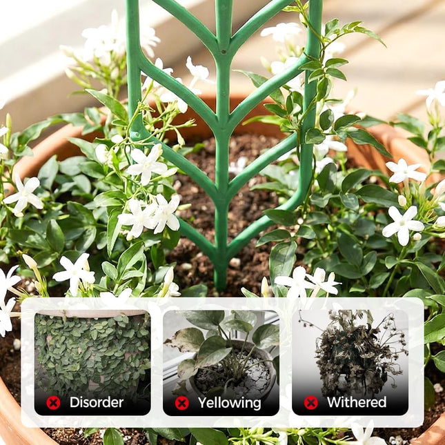 Plant Trellis for Climbing Plants, Indoor Outdoor Plastic Garden Trellis, Adjtable Potted Plant Support for Pothos, Ivy, Hoya, Monstera & Flower Vines (3PCS) - Petal & Stem