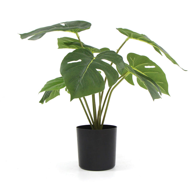 Potted Artificial Split Philodendron Plant With Real Touch Leaves 35cm - Petal & Stem