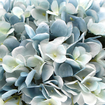 Premium Faux Hydrangea With Glass Vase (Artificial Flowering Blue Hydrangea) 23cm - Petal & Stem