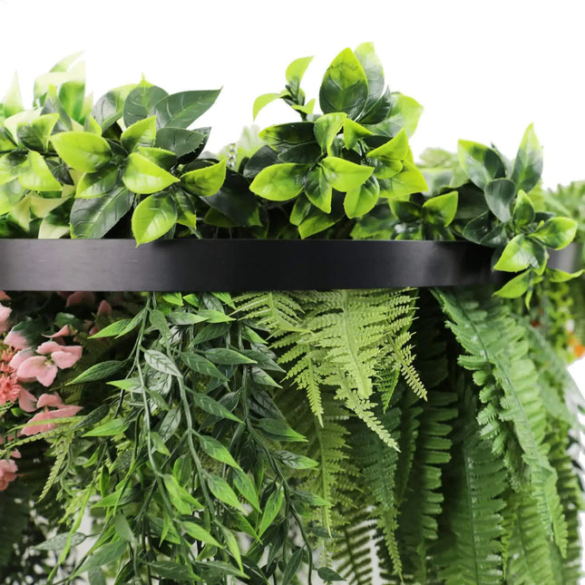 Premium Hanging Artificial Plant Arrangement with Black Frame 40cm UV Resistant - Petal & Stem