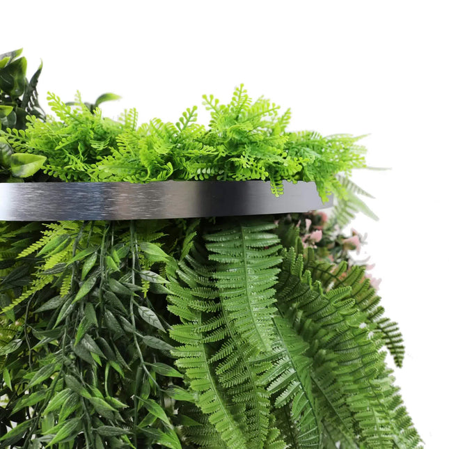 Premium Hanging Artificial Plant Arrangement with Silver Frame 40cm UV Resistant - Petal & Stem