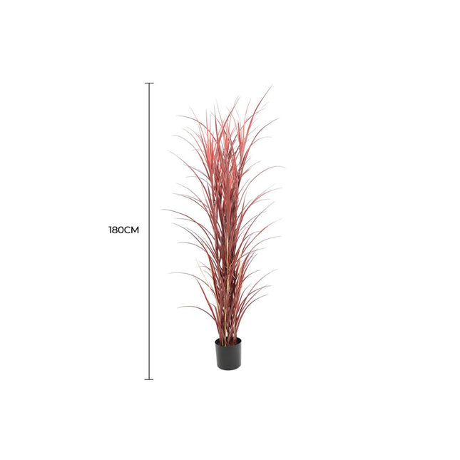 Premium Potted Burgundy Artificial Long Grass (Yucca Grass / Reed Grass) 180cm UV Resistant - Petal & Stem