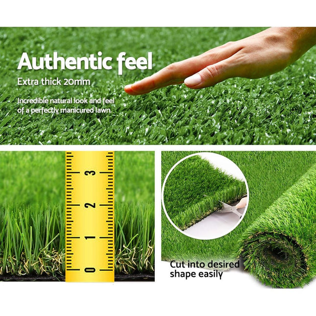 Prime Turf Artificial Grass 20SQM 30mm Synthetic Fake Lawn Turf Plastic Plant 4 coloured 2mx5m - Petal & Stem