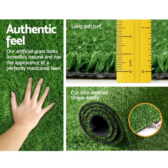 Prime Turf Artificial Grass 2mx5m 10mm Synthetic Fake Lawn Turf Plant Plastic Olive - Petal & Stem