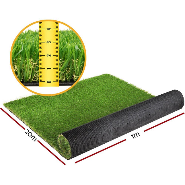 Prime Turf Artificial Grass 30mm 1mx20m Synthetic Fake Lawn Turf Plastic Plant 4 coloured - Petal & Stem