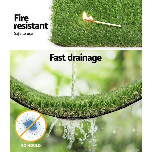Prime Turf Artificial Grass 30mm 1mx20m Synthetic Fake Lawn Turf Plastic Plant 4 coloured - Petal & Stem