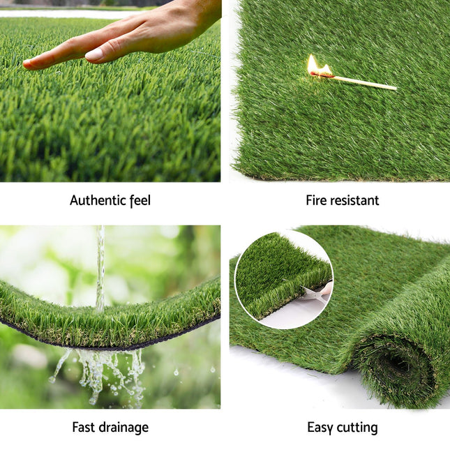 Prime Turf Artificial Grass 30mm 2mx5m 40SQM Synthetic Fake Lawn Turf Plastic Plant 4 coloured - Petal & Stem