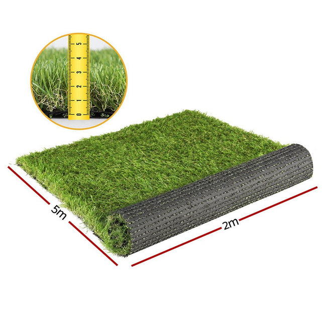 Prime Turf Artificial Grass 35mm 2mx5m Synthetic Fake Lawn Turf Plastic Plant 4 coloured - Petal & Stem