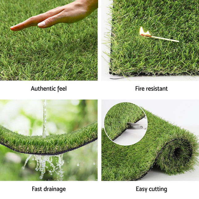 Prime Turf Artificial Grass 35mm 2mx5m Synthetic Fake Lawn Turf Plastic Plant 4 coloured - Petal & Stem