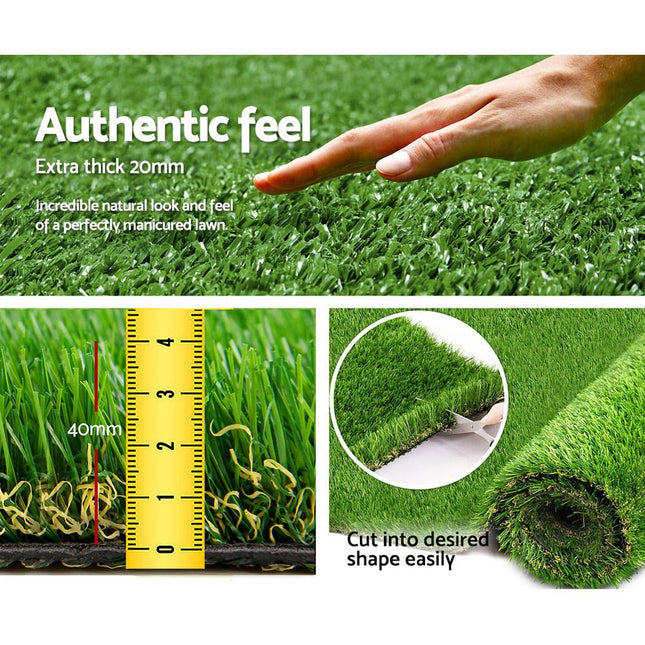 Prime Turf Artificial Grass 40mm 2mx5m Synthetic Fake Lawn Turf Plastic Plant 4 coloured - Petal & Stem