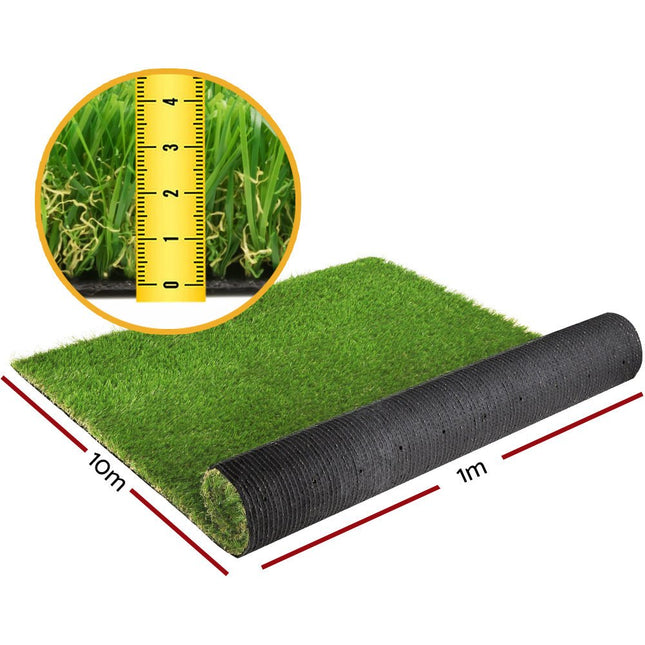 Prime Turf Artificial Grass 40mm 2mx5m Synthetic Fake Lawn Turf Plastic Plant 4 coloured - Petal & Stem