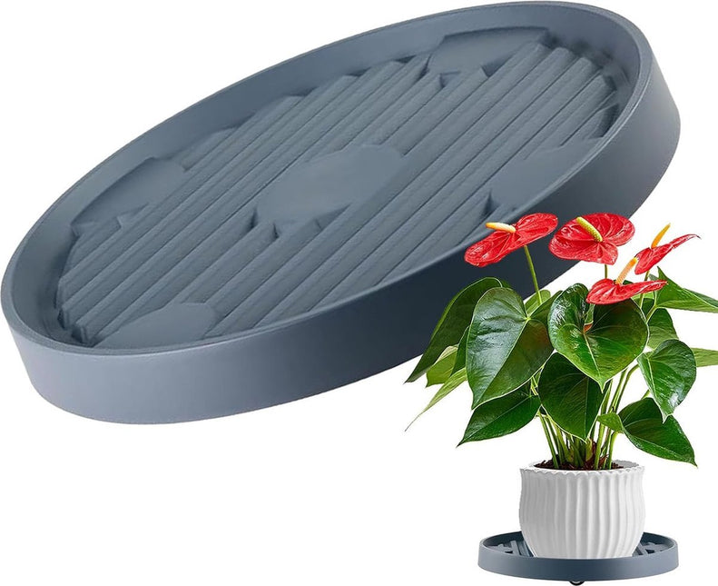Round Flowerpot Mover 19.3 Cm Rolling Plant Pallet Round Dark Grey Saucer With 4 Wheels Plant Stand Planter Caddies For Moving 40 Kg 1 Piece - Petal & Stem