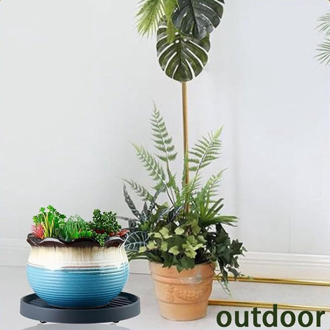 Round Flowerpot Mover 19.3 Cm Rolling Plant Pallet Round Dark Grey Saucer With 4 Wheels Plant Stand Planter Caddies For Moving 40 Kg 1 Piece - Petal & Stem