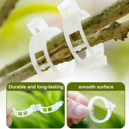 Secured Plastic Plant Clip 100 Pcs, Garden Support Clips for Climbing Vines Reusable, White - Petal & Stem