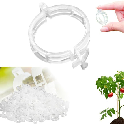 Secured Plastic Plant Clip 100 Pcs, Garden Support Clips for Climbing Vines Reusable, White - Petal & Stem