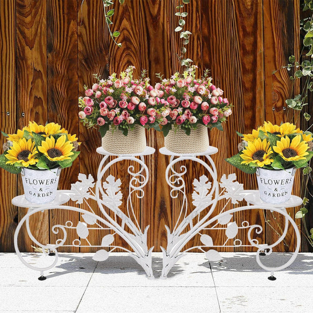 Set of 2 Plant Stand Wedding Garden Flower Shelf Rack - Petal & Stem