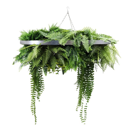 Silver Artificial Hanging Green Wall Disc 80cm UV Resistant Foliage - Petal & Stem