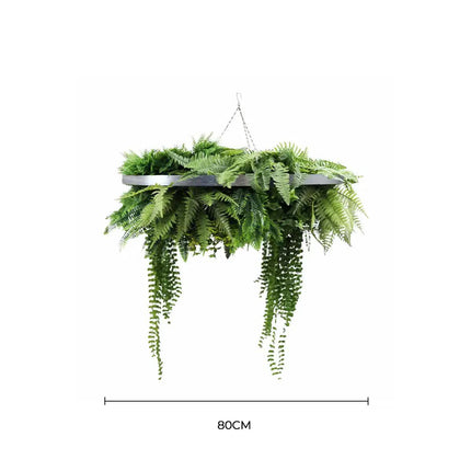 Silver Artificial Hanging Green Wall Disc 80cm UV Resistant Foliage - Petal & Stem