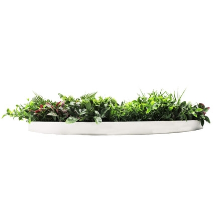 Slimline Artificial Green Wall Disc Art 100cm Country Fern UV Resistant (White) - Petal & Stem