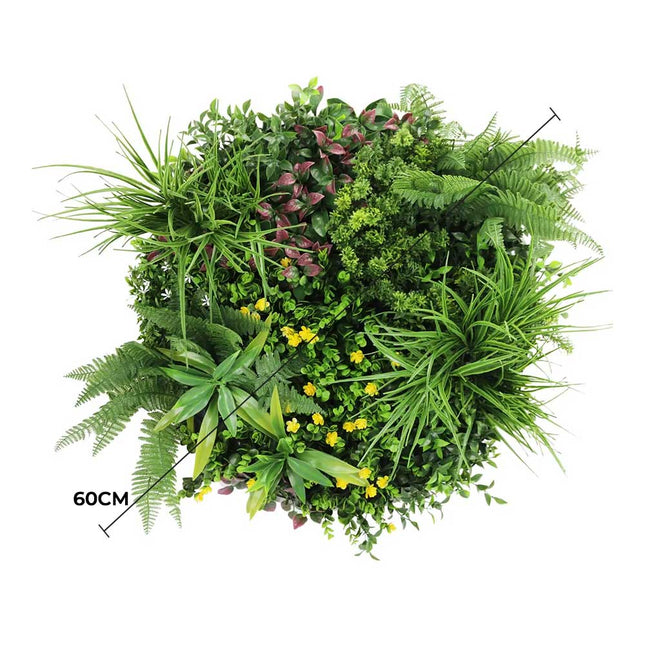 Slimline Artificial Green Wall Disc Art 60cm Country Fern UV Resistant (Black) - Petal & Stem