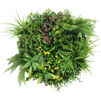 Slimline Artificial Green Wall Disc Art 60cm Country Fern UV Resistant (White) - Petal & Stem