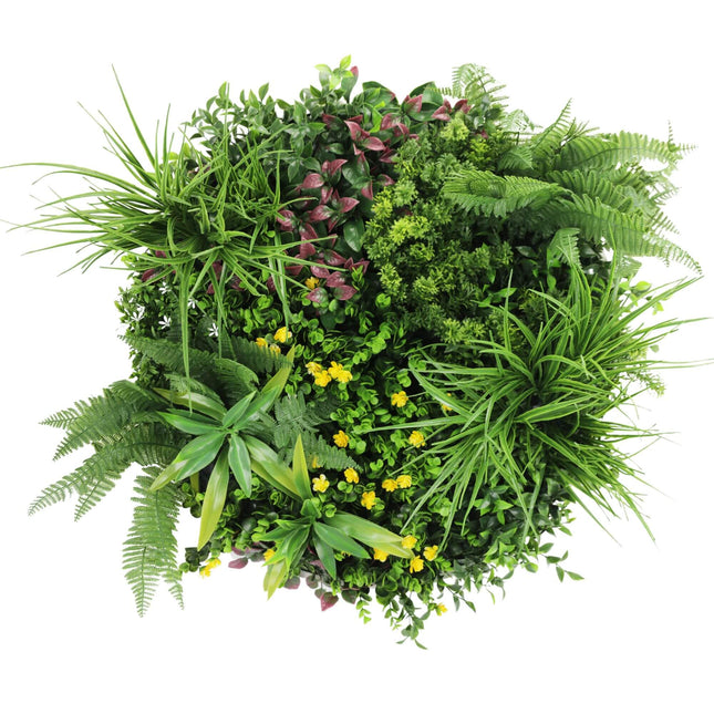 Slimline Artificial Green Wall Disc Art 60cm Country Fern UV Resistant (White) - Petal & Stem