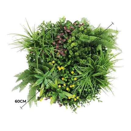 Slimline Artificial Green Wall Disc Art 60cm Country Fern UV Resistant (White) - Petal & Stem