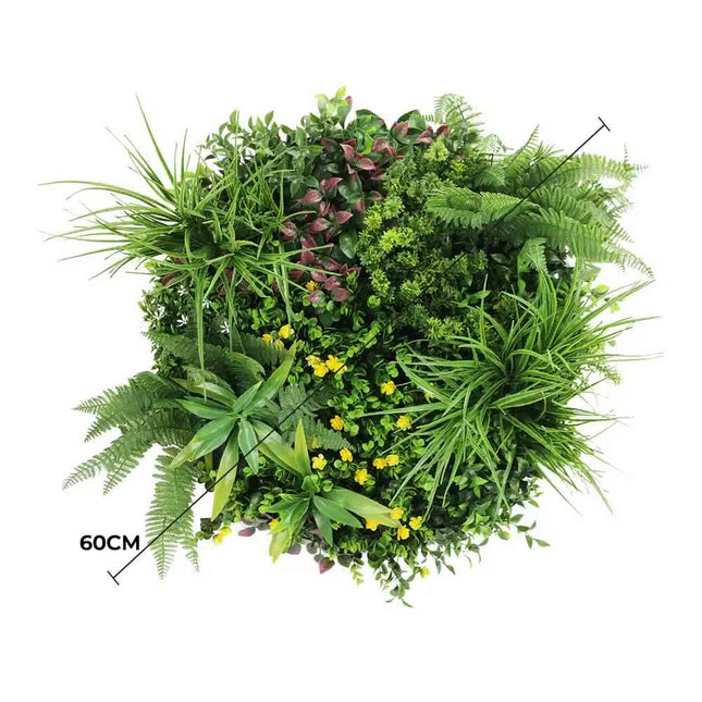 Slimline Artificial Green Wall Disc Art 60cm Country Fern UV Resistant (White) - Petal & Stem