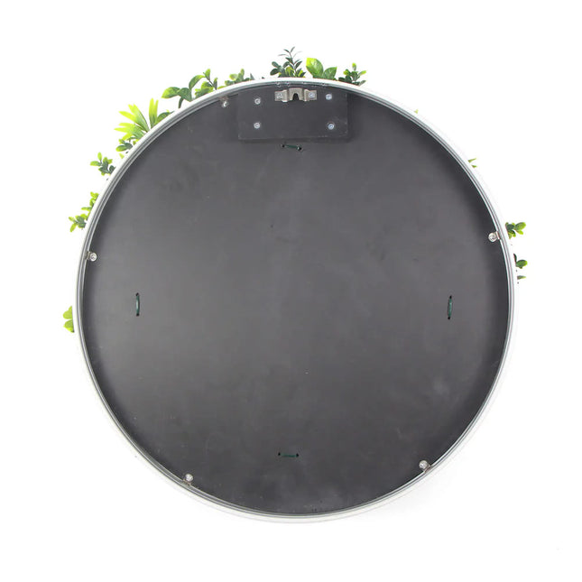 Slimline Flowering White Artificial Green Wall Disc UV Resistant 100cm (Black Frame) - Petal & Stem
