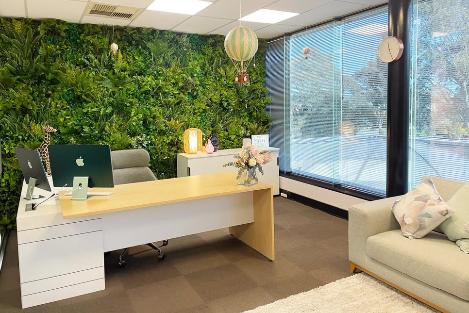 Slimline Flowering White Artificial Green Wall Disc UV Resistant 100cm (White Frame) - Petal & Stem