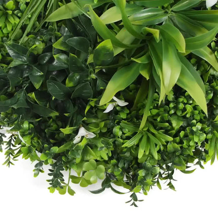 Slimline Flowering White Artificial Green Wall Disc UV Resistant 75cm (Black Frame) - Petal & Stem