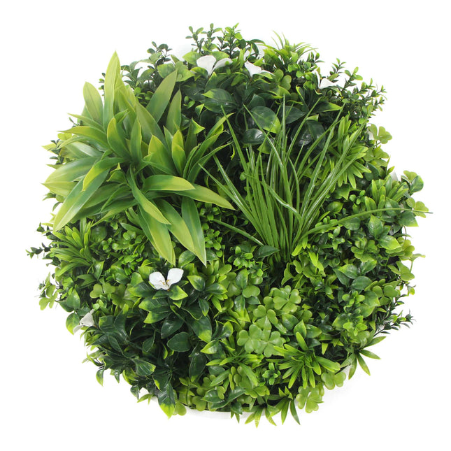 Three Flowering White Green Wall Disc UV Resistant 50cm Bundle - Petal & Stem
