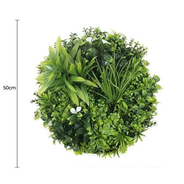 Three Flowering White Green Wall Disc UV Resistant 50cm Bundle - Petal & Stem