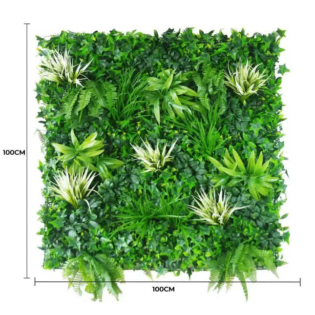 White Grassy Greenery Vertical Garden / Green Wall UV Resistant 100cm x 100cm - Petal & Stem