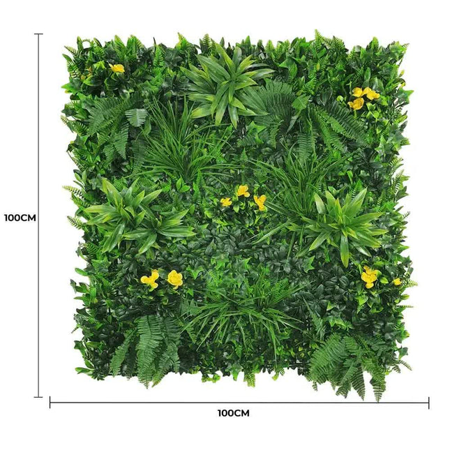 Yellow Rose Vertical Garden / Green Wall UV Resistant 100cm x 100cm - Petal & Stem