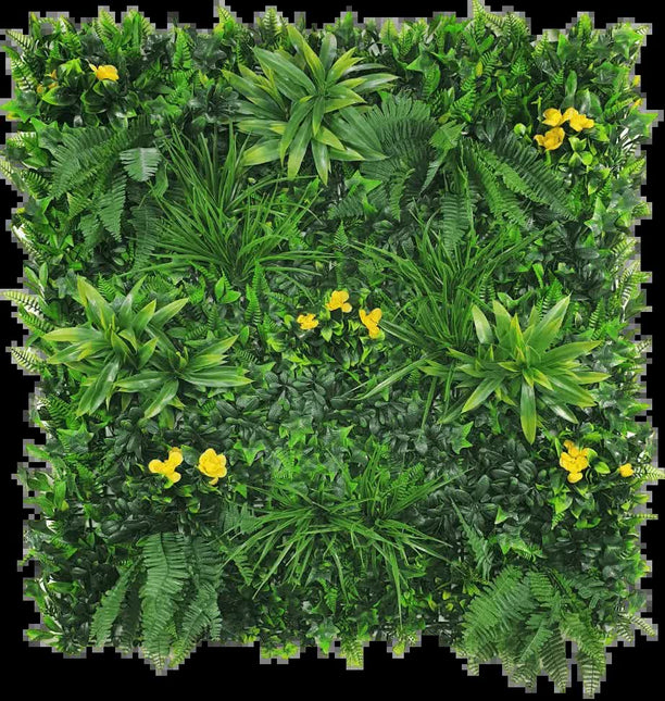 Yellow Rose Vertical Garden / Green Wall UV Resistant 100cm x 100cm - Petal & Stem