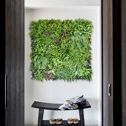 YES4HOMES 1 SQM Artificial Plant Wall Grass Panels Vertical Garden Foliage Tile Fence 1X1M - Petal & Stem