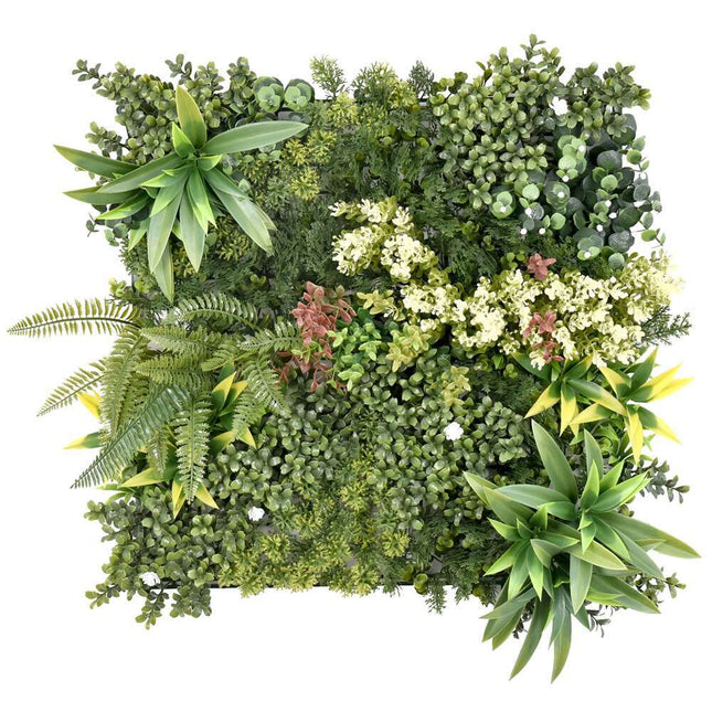 YES4HOMES 12 Artificial Plant Wall Grass Panels Vertical Garden Foliage Tile Fence 50X50 CM - Petal & Stem
