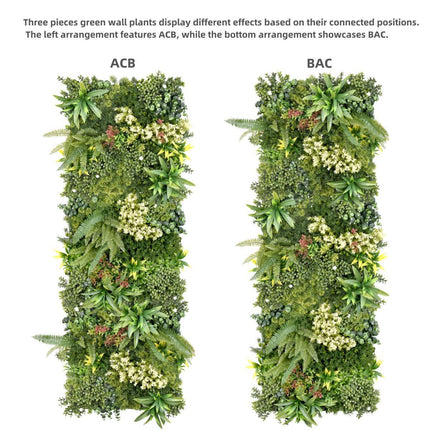 YES4HOMES 3 Artificial Plant Wall Grass Panels Vertical Garden Foliage Tile Fence 50X50 CM - Petal & Stem