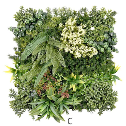 YES4HOMES 3 Artificial Plant Wall Grass Panels Vertical Garden Foliage Tile Fence 50X50 CM - Petal & Stem