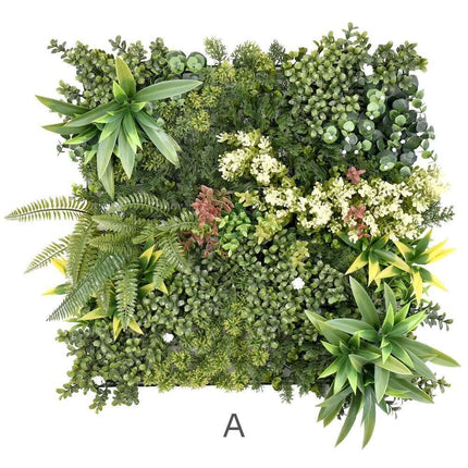 YES4HOMES 3 Artificial Plant Wall Grass Panels Vertical Garden Foliage Tile Fence 50X50 CM - Petal & Stem