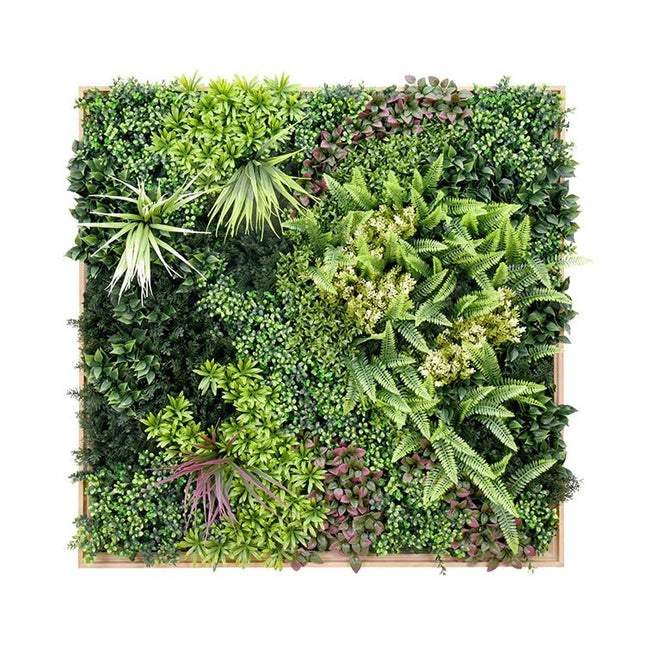YES4HOMES 3D 1Mx1M Green Artificial Plants Wall Panel Flower Wall With Frame Vertical Garden UV Resistant Frame - Petal & Stem